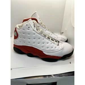 White and Red High-Top Basketball Sneakers